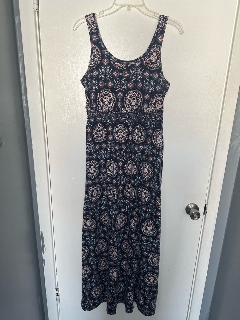 Mudd Navy Dress with Pink Medallion Print